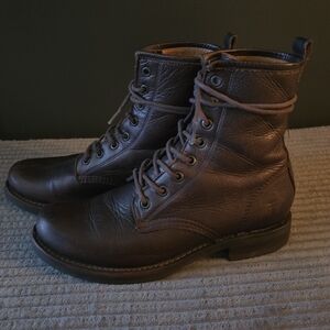 Frye Veronica Combat Boots Brown